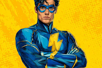 illustrate a superhero pop art portraits