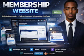 build membership subscription community fitness online course coach lms website