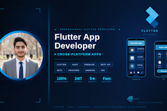 develop flutter app for android ios with firebase and API integration