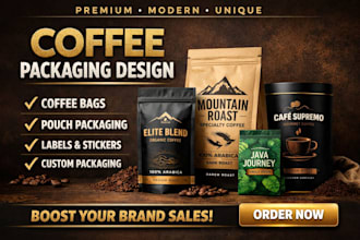 design premium coffee packaging labels pouch and coffee bag