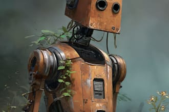 create cinematic sci fi robot character art with stunning detail