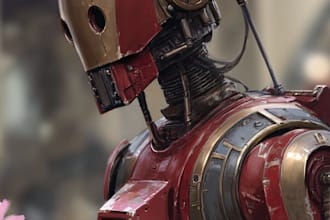 design cyberpunk robot character art for games and nft
