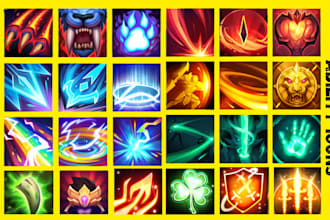 design hand drawn game icon, ability icons, game props, rpg assets, ui assets