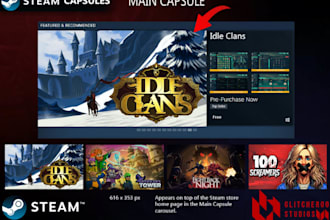 steam capsule, steam capsule art, cartoony game art and logo, steam capsule art