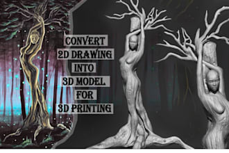 create 3d character model from 2d artwork from 2d image stl for 3d printing