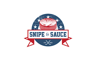 create simple amazing logo for snipe sauce hockey company