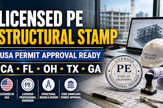 licensed structural engineer pe stamp for california florida ohio texas georgia