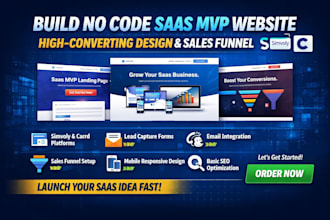 build no code saas mvp website high converting design simvoly carrd sales funnel