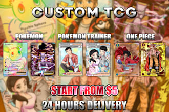 draw custom trading card game or tcg pokemon and one piece