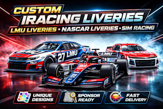 design custom iracing livery, lmu liveries, iracing nascar liveries, sim racing