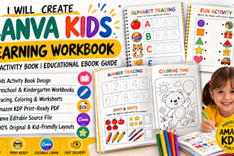 create canva kids workbook, KDP activity book  educational ebook