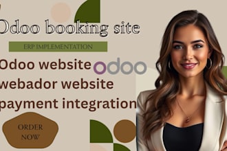 set up odoo booking website with payment integration and webador landing page