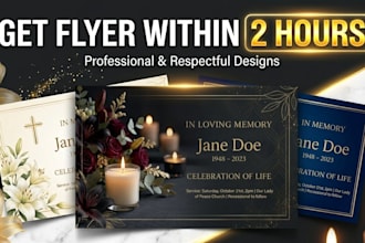 design a premium funeral flyer, obituary, or memorial program