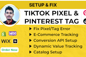 setup tiktok pixel, pinterest tag conversion tracking with server side tracking