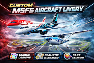 design custom msfs aircraft livery, airline repaint, and flight sim plane paint