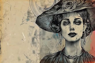 draw vintage digital hand drawing poster arts