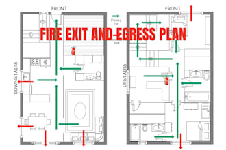 create fire escape egress plan emergency exit plans for safety compliance for UK