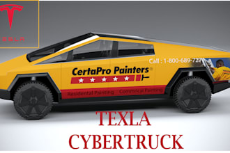 do tesla cybertruck wrap design, vehicle wrap design, any truck wrap, van wrap
