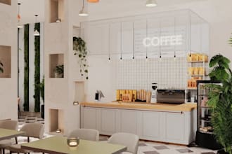 retrofit3d fast food restaurant,cafe design,cozy coffee shop,retail space render