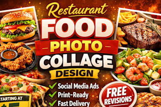 create creative restaurant food collage design