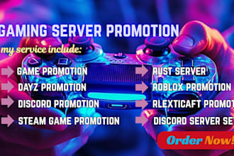 discord server promotion, game server growth fivem rust minecraft