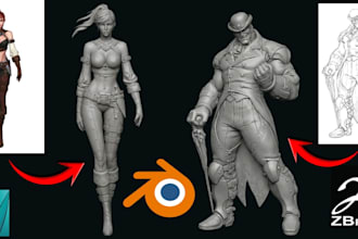 sculpt 3d printable model action figure 3d toy from 2d image,sketch for 3d print