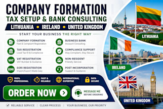 do lithuania , ireland and UK company formation, tax setup and bank consulting