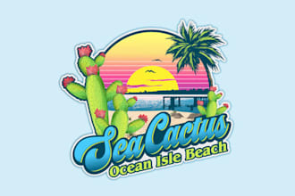 design colorful modern beach house logo