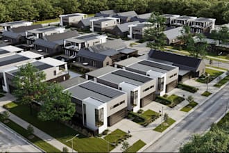 develop residential community,realestate cgi walkthrough,street scape rendering