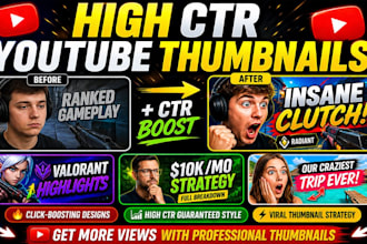 design youtube thumbnail, clickbait thumbnail and high CTR thumbnail