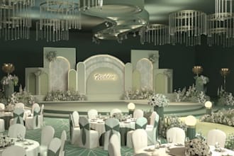 do cgi wedding event, interior design with rendering