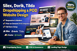design silex dropshipping website dorik tilda pod bubble landing page redesign