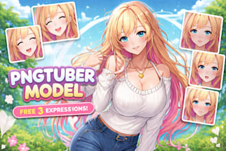 draw pngtuber model custom avatar for streaming, furry, chibi vtuber anime style