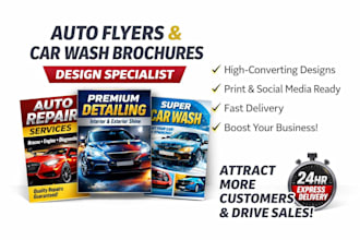 design auto flyers car wash brochures for repair detailing