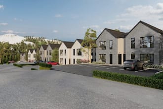render real estate property,townhouse development,housing community walkthrough