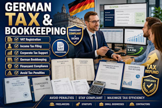 handle german vat registration, income tax, corporate tax and bookkeeping