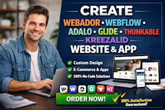 create webador webflow adalo glide thunkable kreezalid website store design