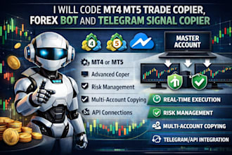 develop trade copier, mt4 mt5, telegram signal copier and trading bot