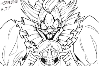 draw stylized black and white character design