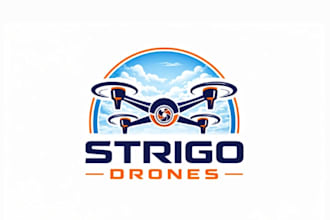 design drone modern drone 3d photography and camera logo
