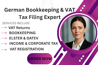 do german bookkeeping, vat returns and tax filing via elster or datev