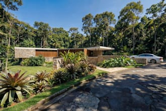 redesign 3d tropical residence,forest villa,cgi brick exterior,landscape render