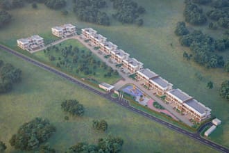 render gated community,realestate property,landscape design,siteplan aerial view