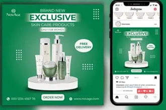 do skincare promotional social media design, cosmetic ad posts for instagram