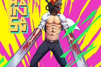 draw anime style illustration for merchandise, clothing brand, and poster