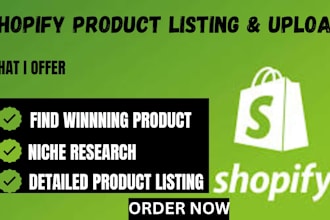 l create high converting shopify product listings and upload products