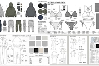 do cloth tech pack, fashion tech pack clothing flat sketch for manufacturing