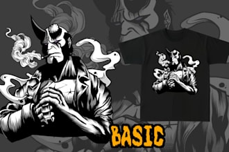 create an horror fantasy illustration for your tshirt design