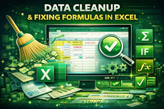 do data cleaning, fix formulas, functions in excel