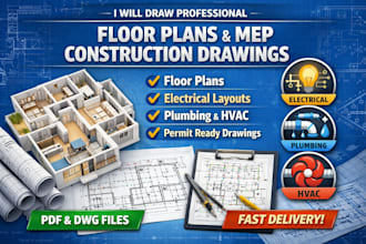 draw professional floor plans and mep construction drawings